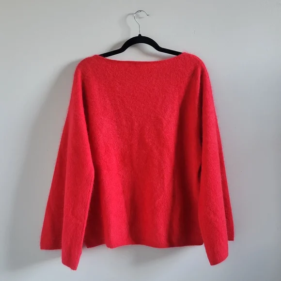 Banana Republic Red Brushed Cashmere Flare-Sleeve Scoopneck Sweater Womens Small
